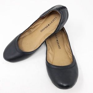 🍀 LUCKY BRAND Black Leather Ballet Flats-Size 6.5